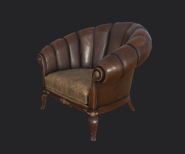 Sofa and furniture asset-prop gameready lowpoly PBR Low-poly 3D model_31