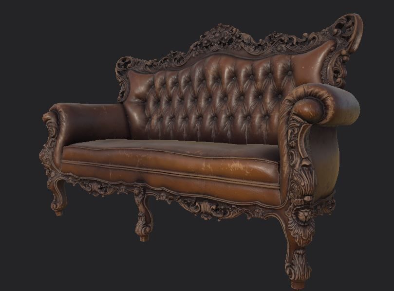 Sofa and furniture asset-prop gameready lowpoly PBR Low-poly 3D model_17