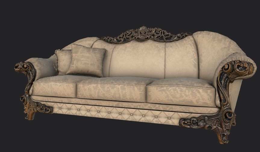 Sofa and furniture asset-prop gameready lowpoly PBR Low-poly 3D model_7