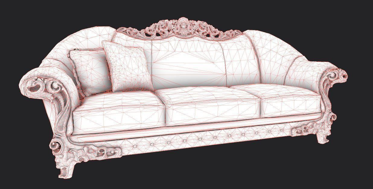 Sofa and furniture asset-prop gameready lowpoly PBR Low-poly 3D model_8