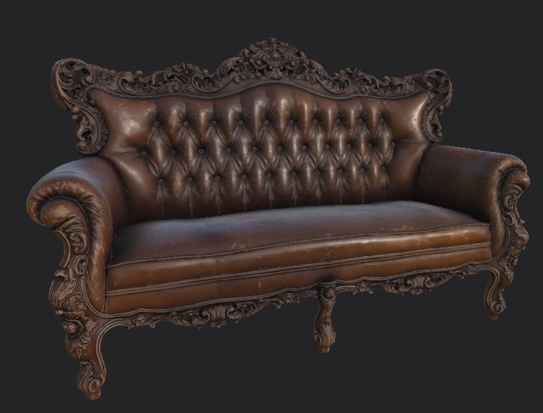 Sofa and furniture asset-prop gameready lowpoly PBR Low-poly 3D model_16