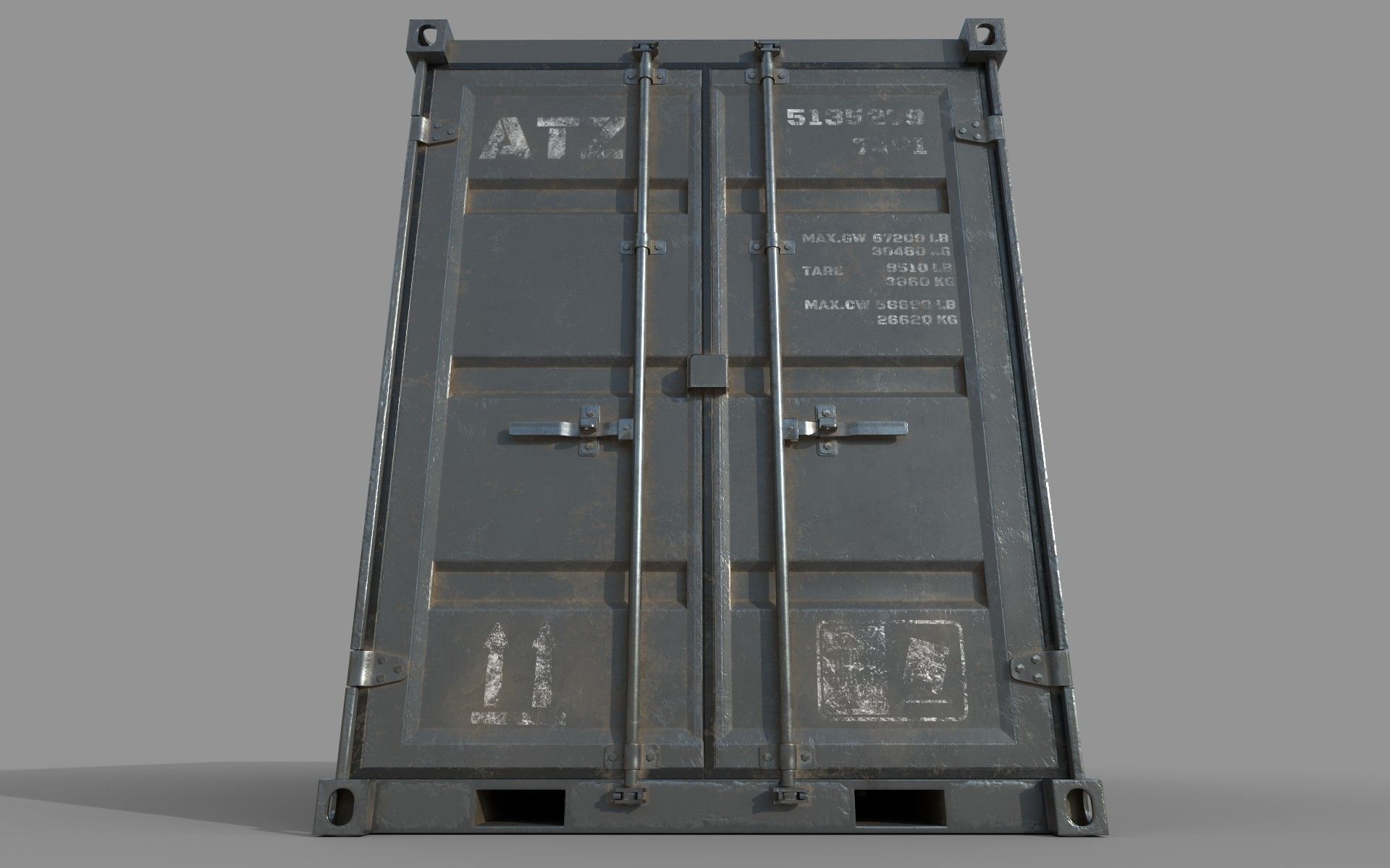 Gray Shipping Container PBR Low-Poly Game Ready 3D Model Low-poly 3D model_10