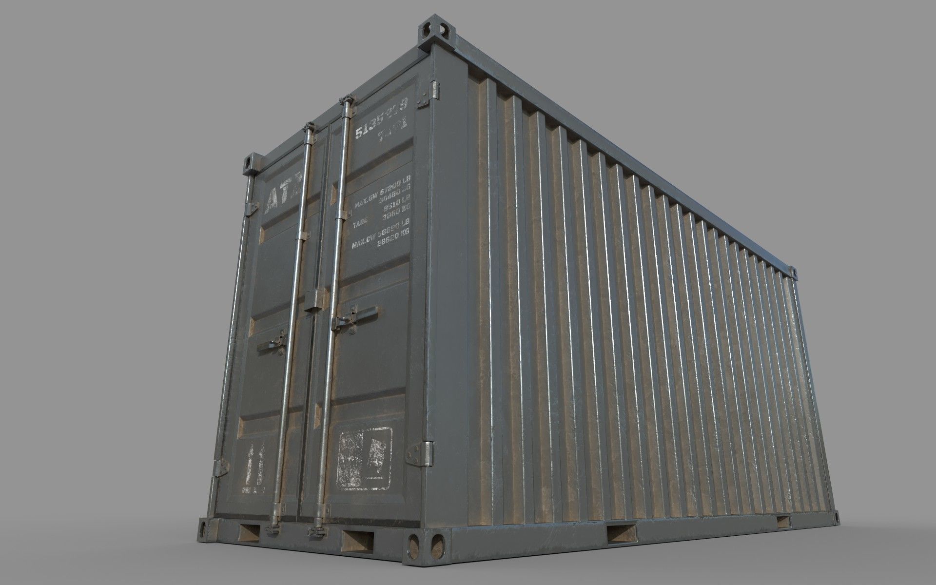 Gray Shipping Container PBR Low-Poly Game Ready 3D Model Low-poly 3D model_11