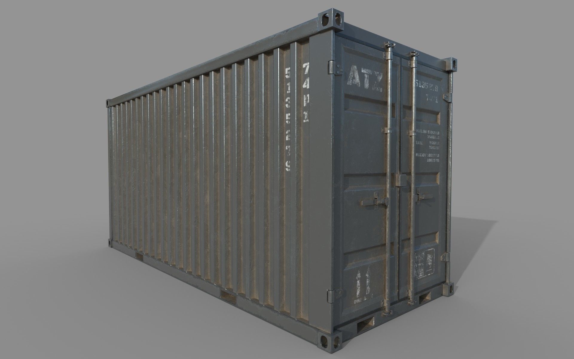 Gray Shipping Container PBR Low-Poly Game Ready 3D Model Low-poly 3D model_1