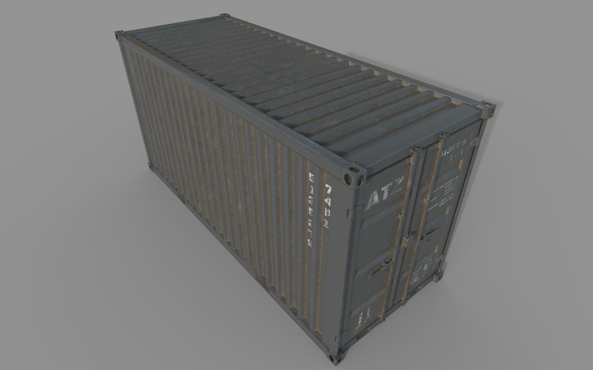 Gray Shipping Container PBR Low-Poly Game Ready 3D Model Low-poly 3D model_9