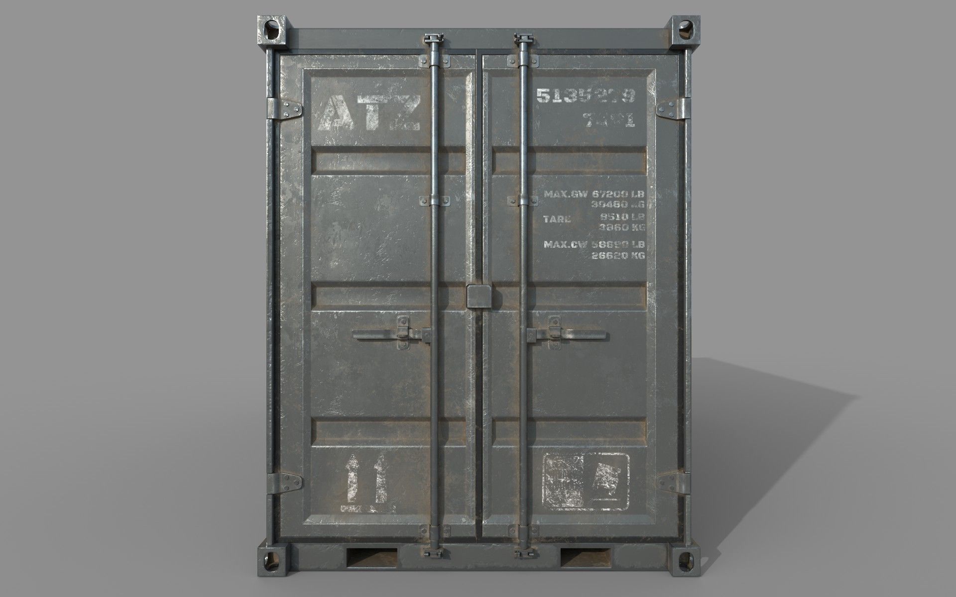 Gray Shipping Container PBR Low-Poly Game Ready 3D Model Low-poly 3D model_2