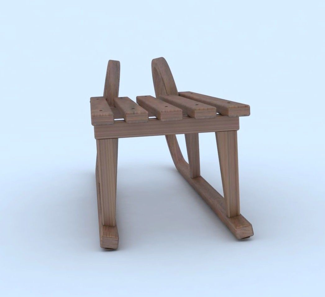 Sled 3d model wooden 3D model_2