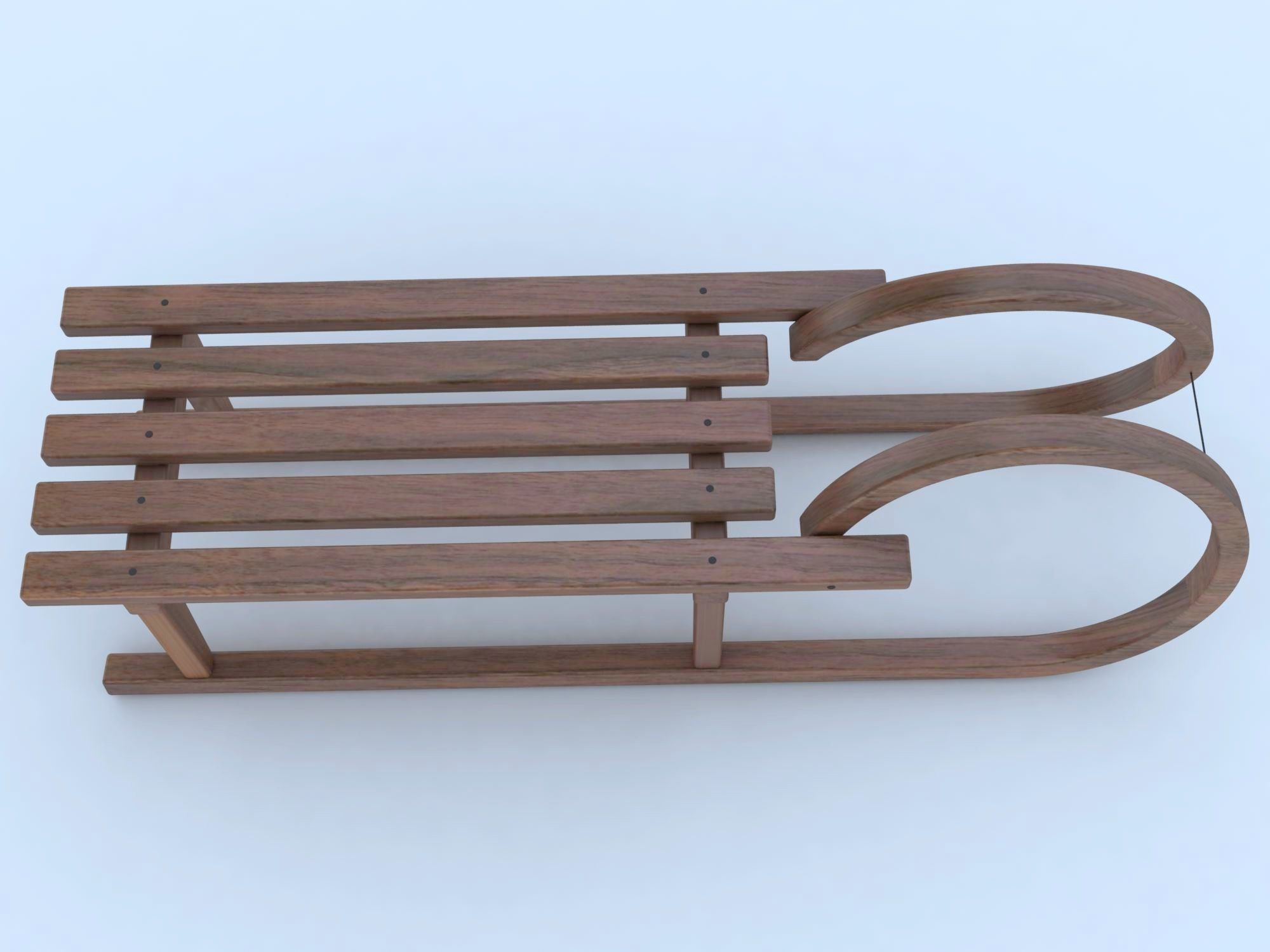 Sled 3d model wooden 3D model_1