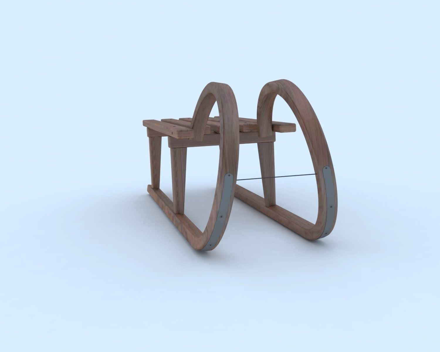 Sled 3d model wooden 3D model_3