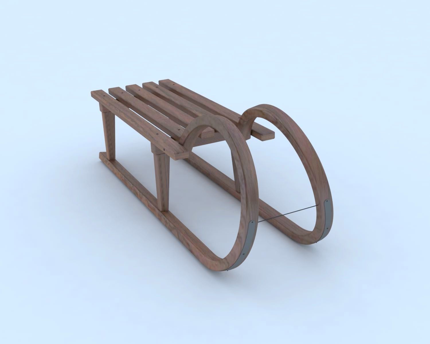 Sled 3d model wooden 3D model_4