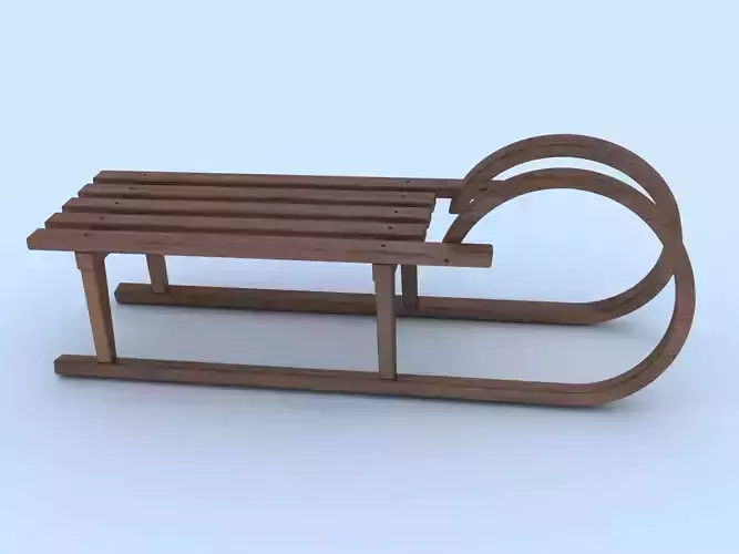 Sled 3d model wooden