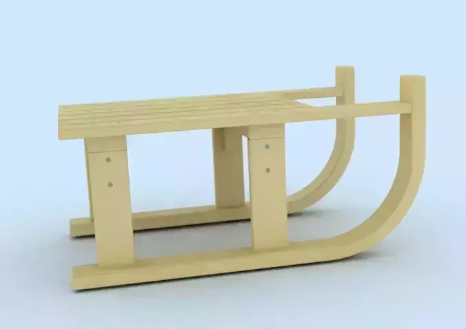Sled 3d model wooden 3D model