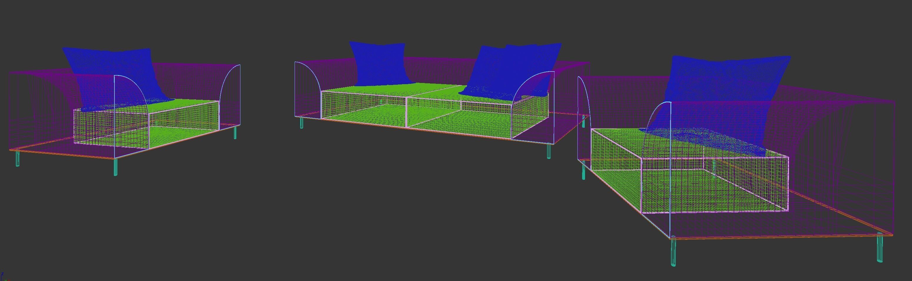 Lounge set sofa 3D model_1