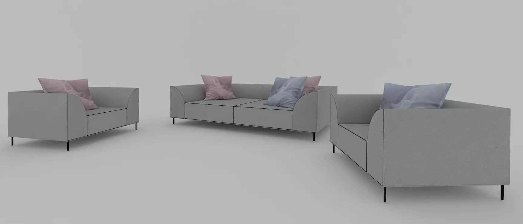 Lounge set sofa 3D model_0