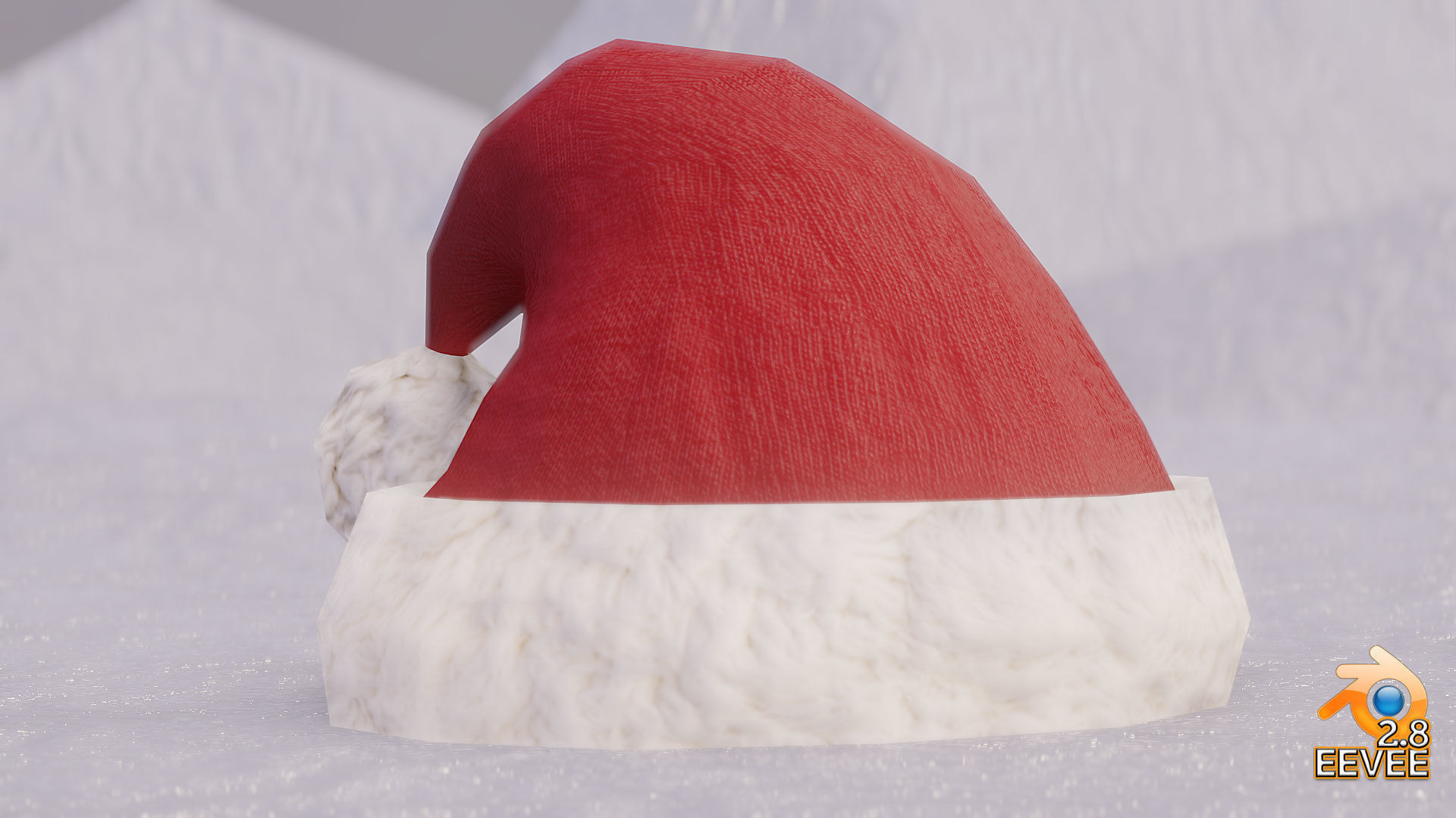 Low-Poly Santa Hat Low-poly 3D model_6