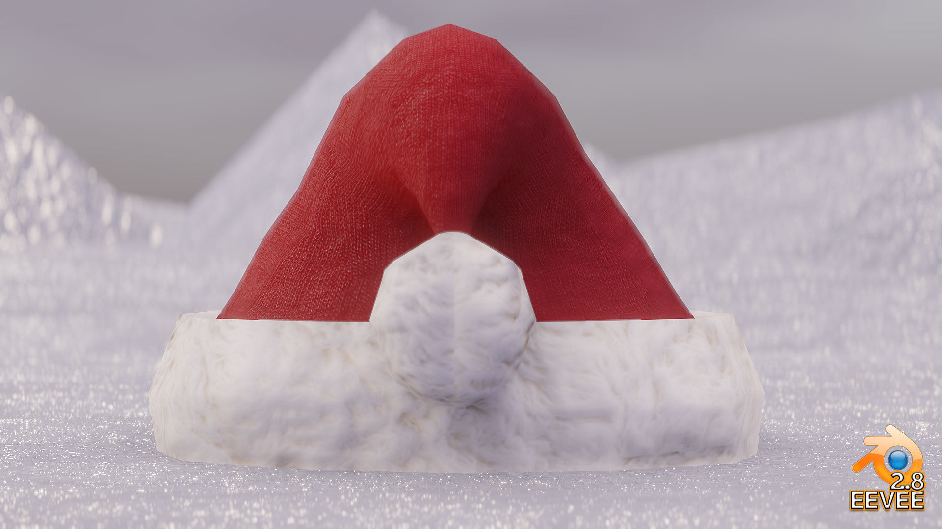 Low-Poly Santa Hat Low-poly 3D model_4