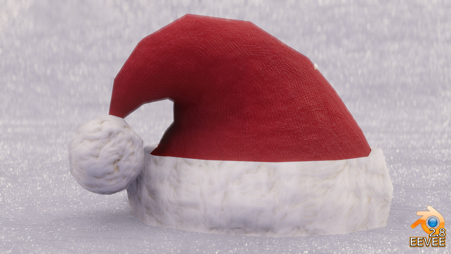Low-Poly Santa Hat Low-poly 3D model_2