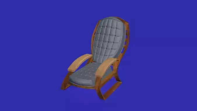 Modern wooden and dark grey velur armchair