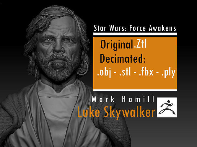 Mark Hamill - Luke Skywalker -old - Star wars the force awakens 3D print model