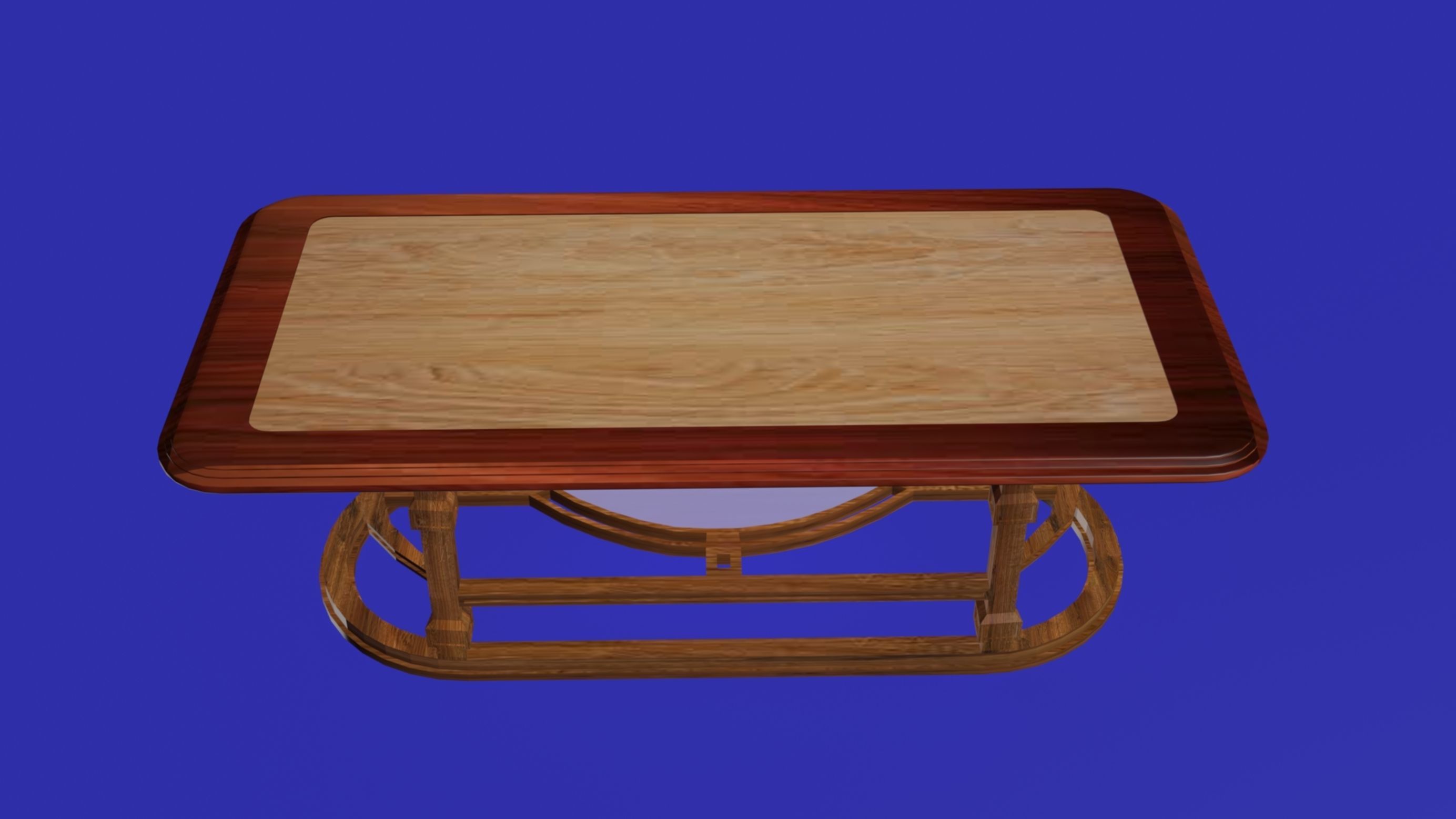Wooden classical dining table Low-poly 3D model_8