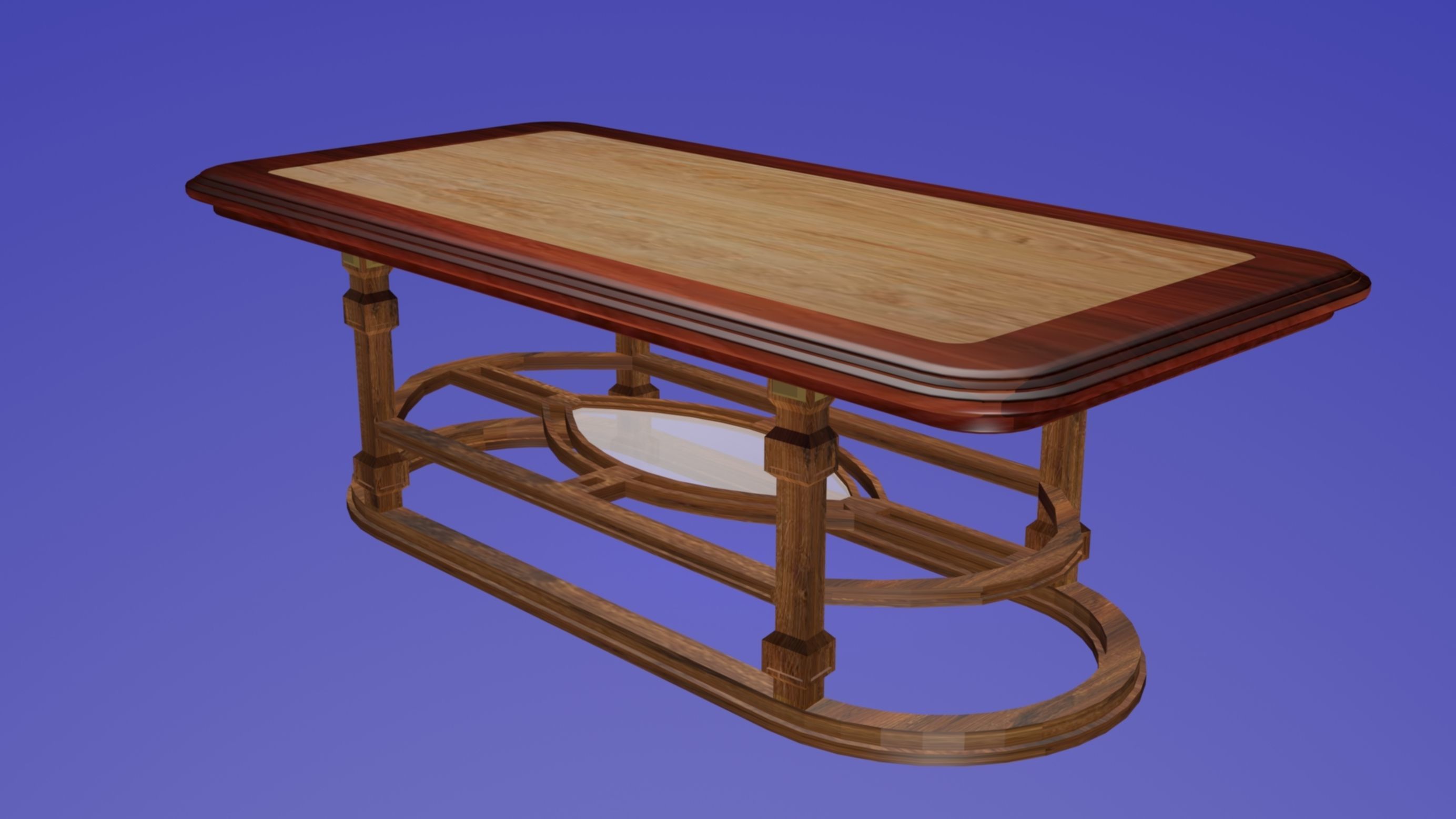 Wooden classical dining table Low-poly 3D model_2