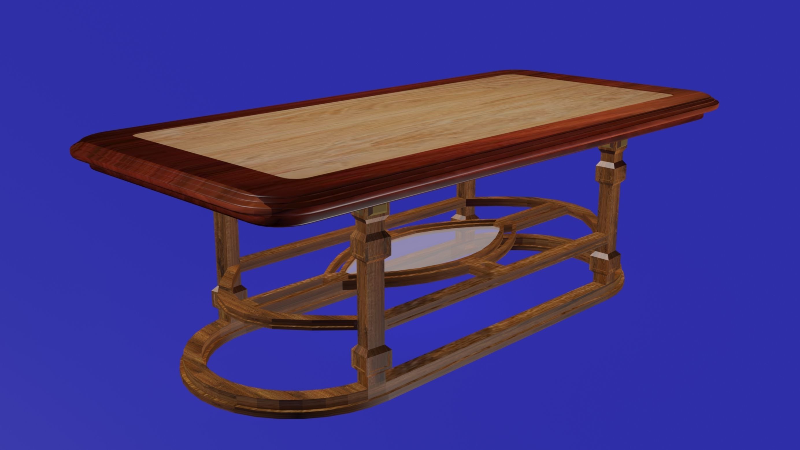 Wooden classical dining table Low-poly 3D model_6