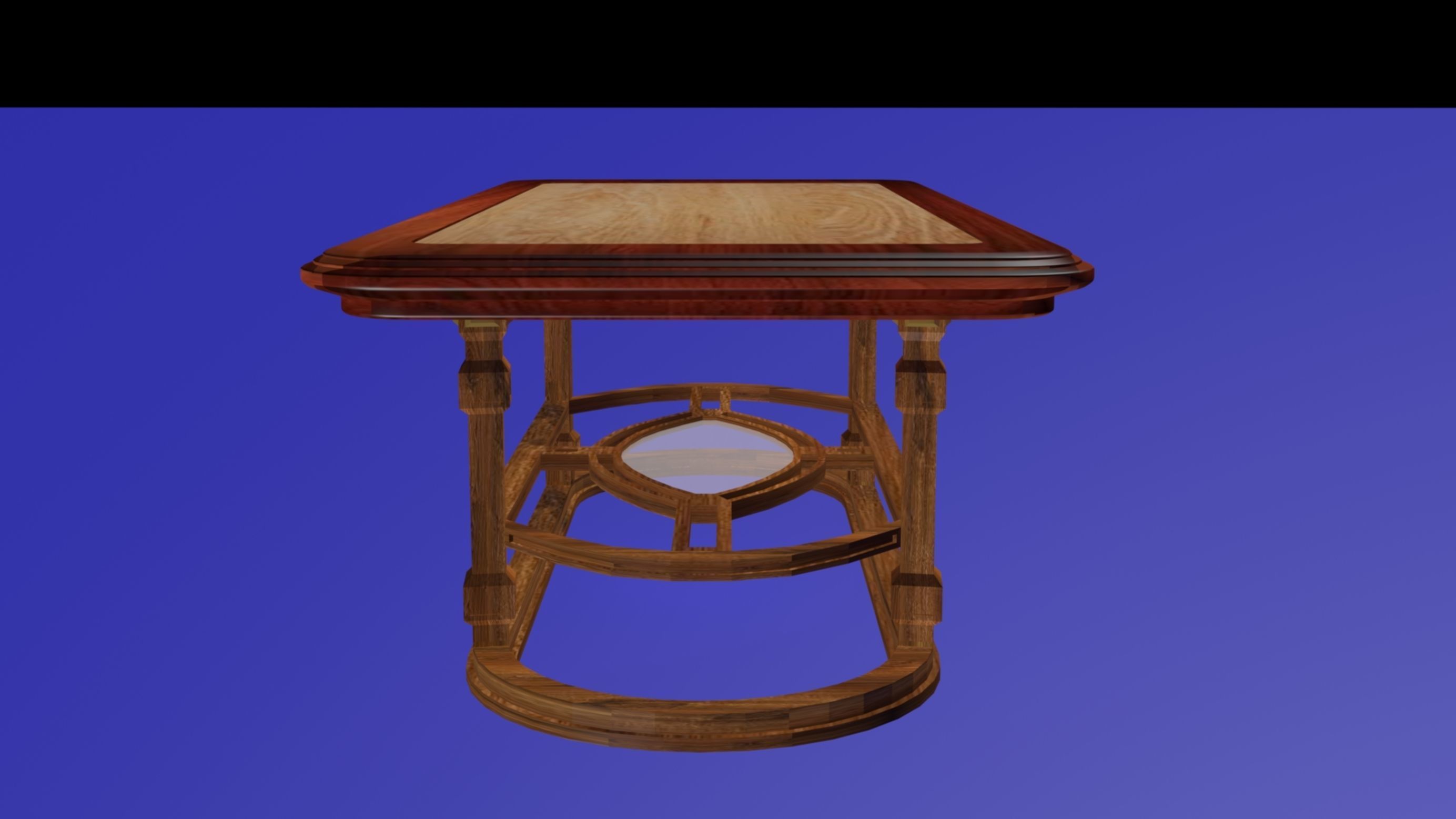 Wooden classical dining table Low-poly 3D model_4