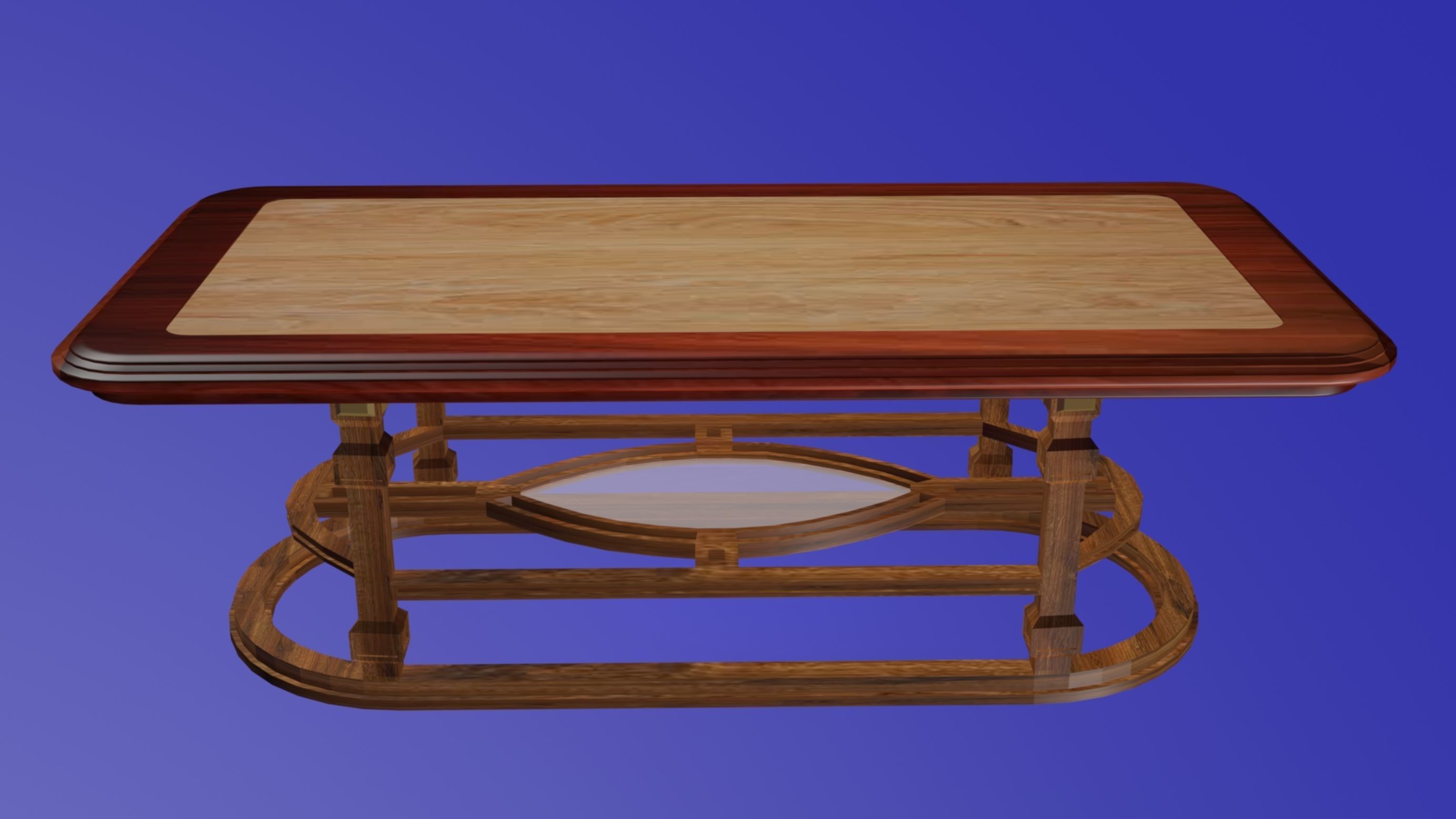 Wooden classical dining table Low-poly 3D model_7