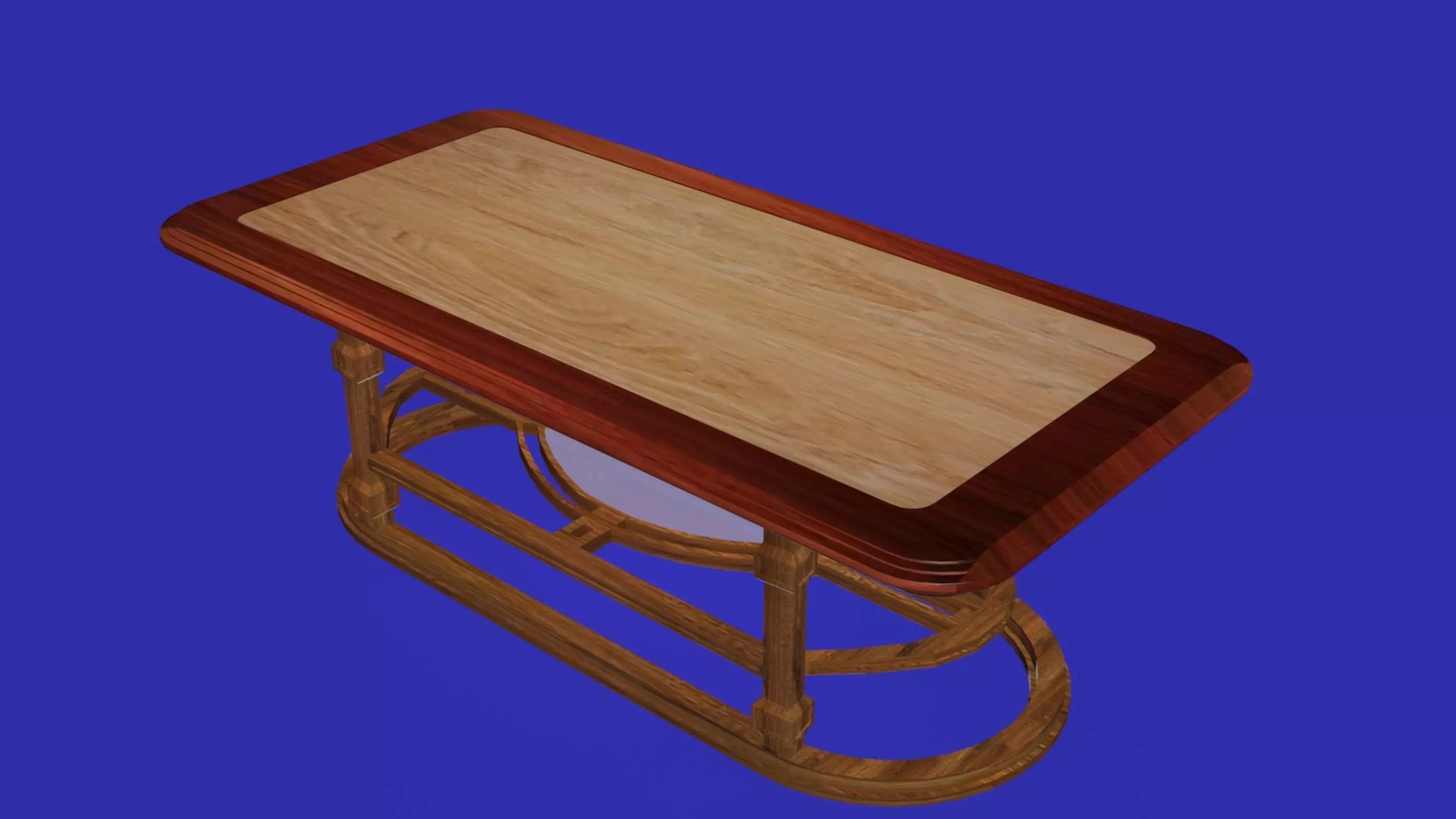 Wooden classical dining table Low-poly 3D model_0