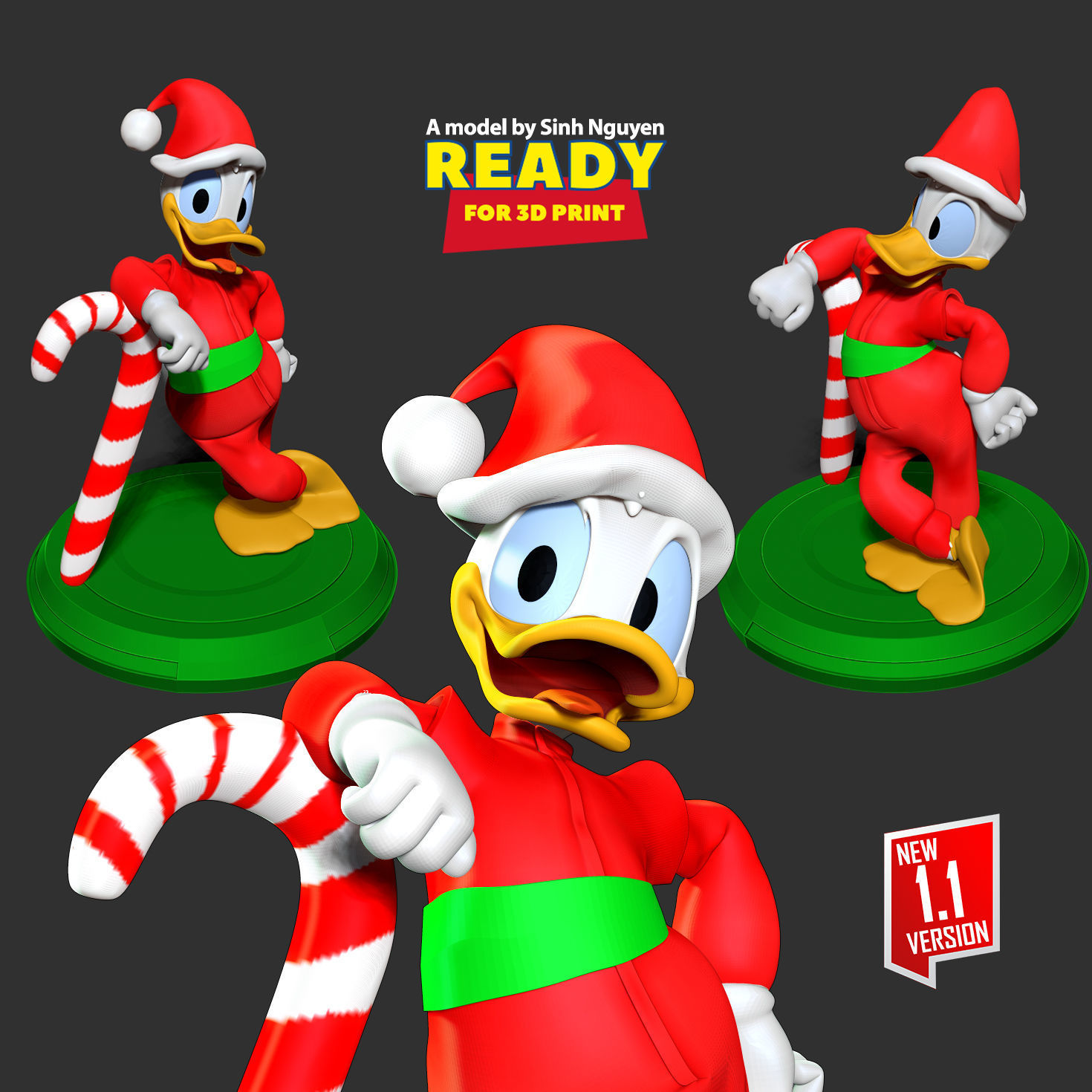 Donald Duck - Christmas 3D print model_1