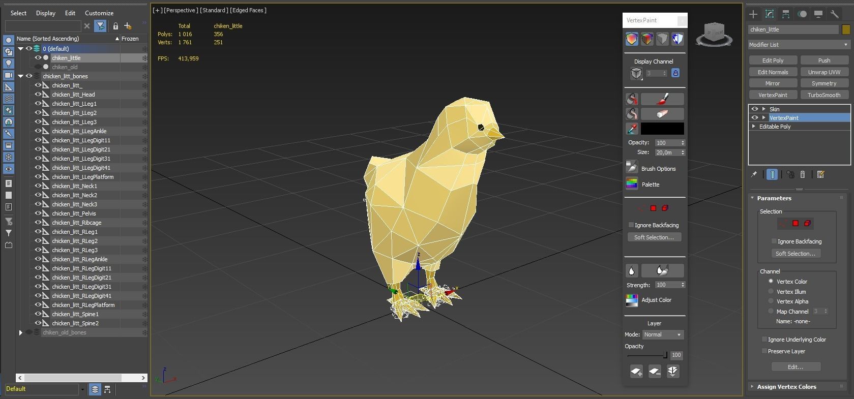 Low Poly Chicken Low-poly 3D model_6