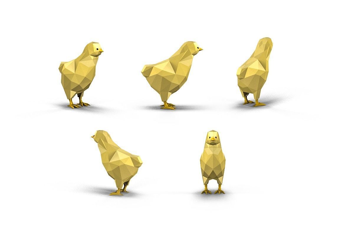 Low Poly Chicken Low-poly 3D model_2
