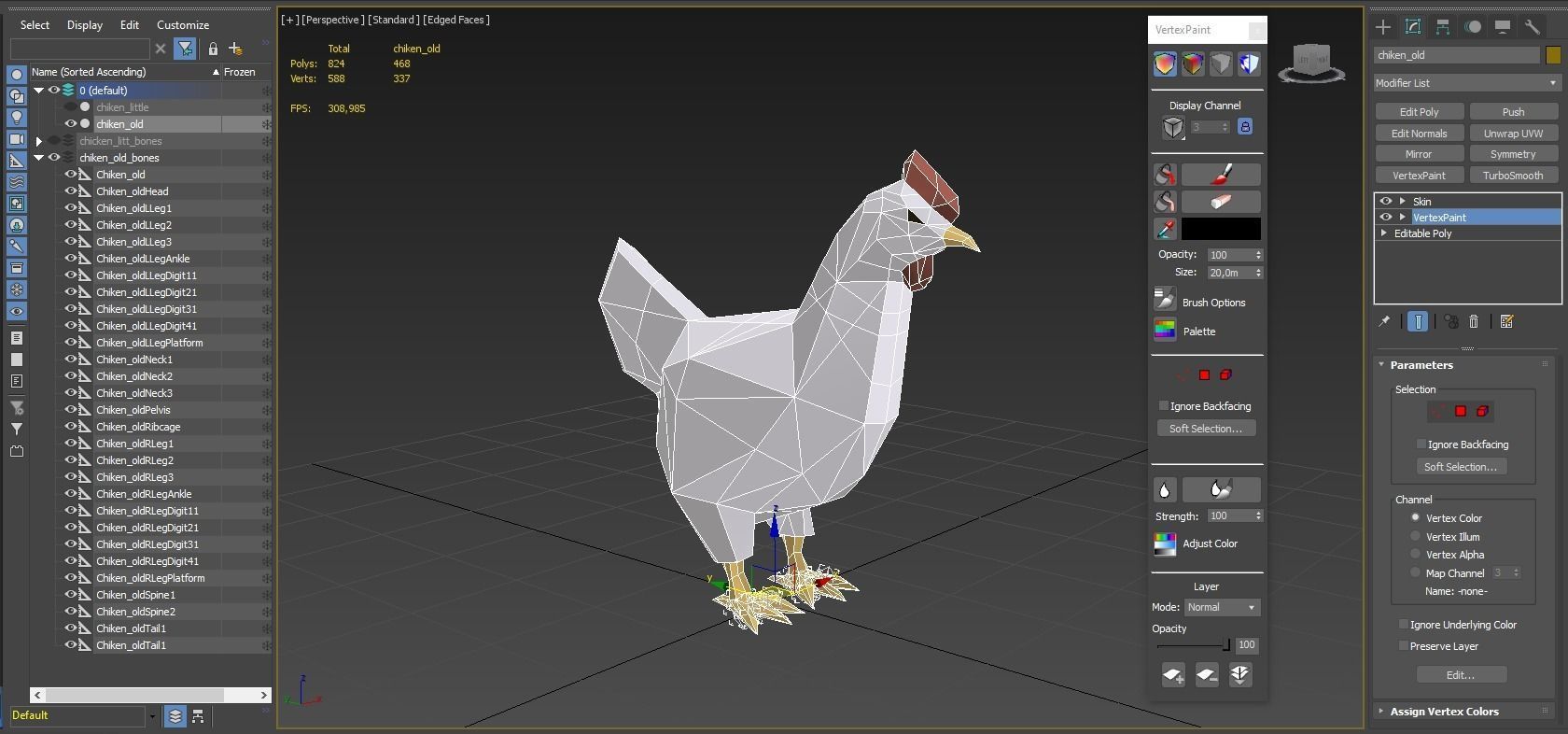 Low Poly Chicken Low-poly 3D model_5