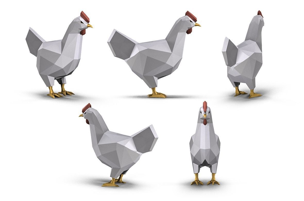 Low Poly Chicken Low-poly 3D model_1