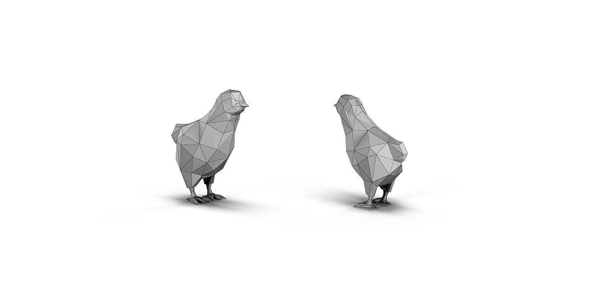 Low Poly Chicken Low-poly 3D model_4