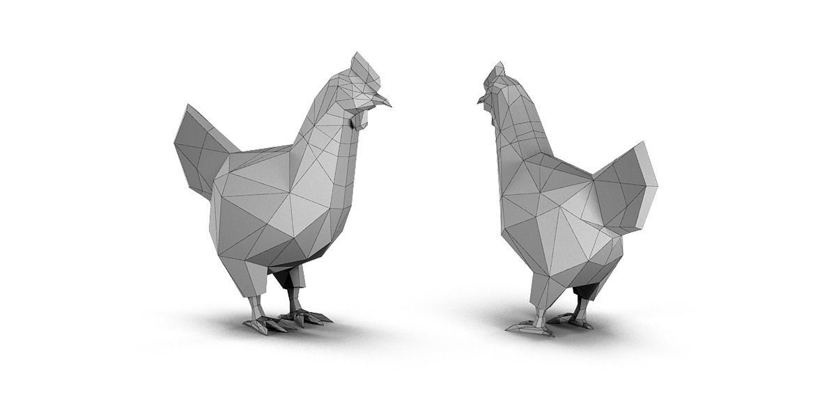 Low Poly Chicken Low-poly 3D model_3