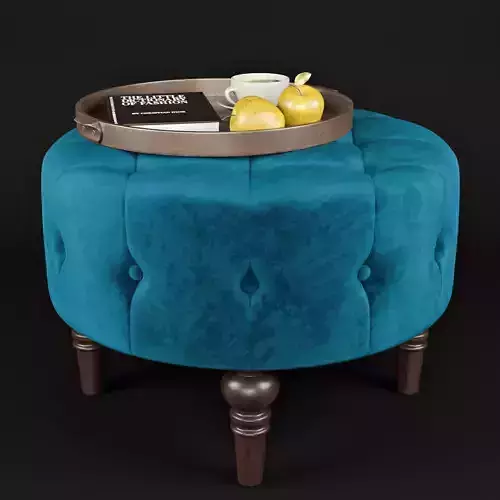 Garda teal ottoman with tray