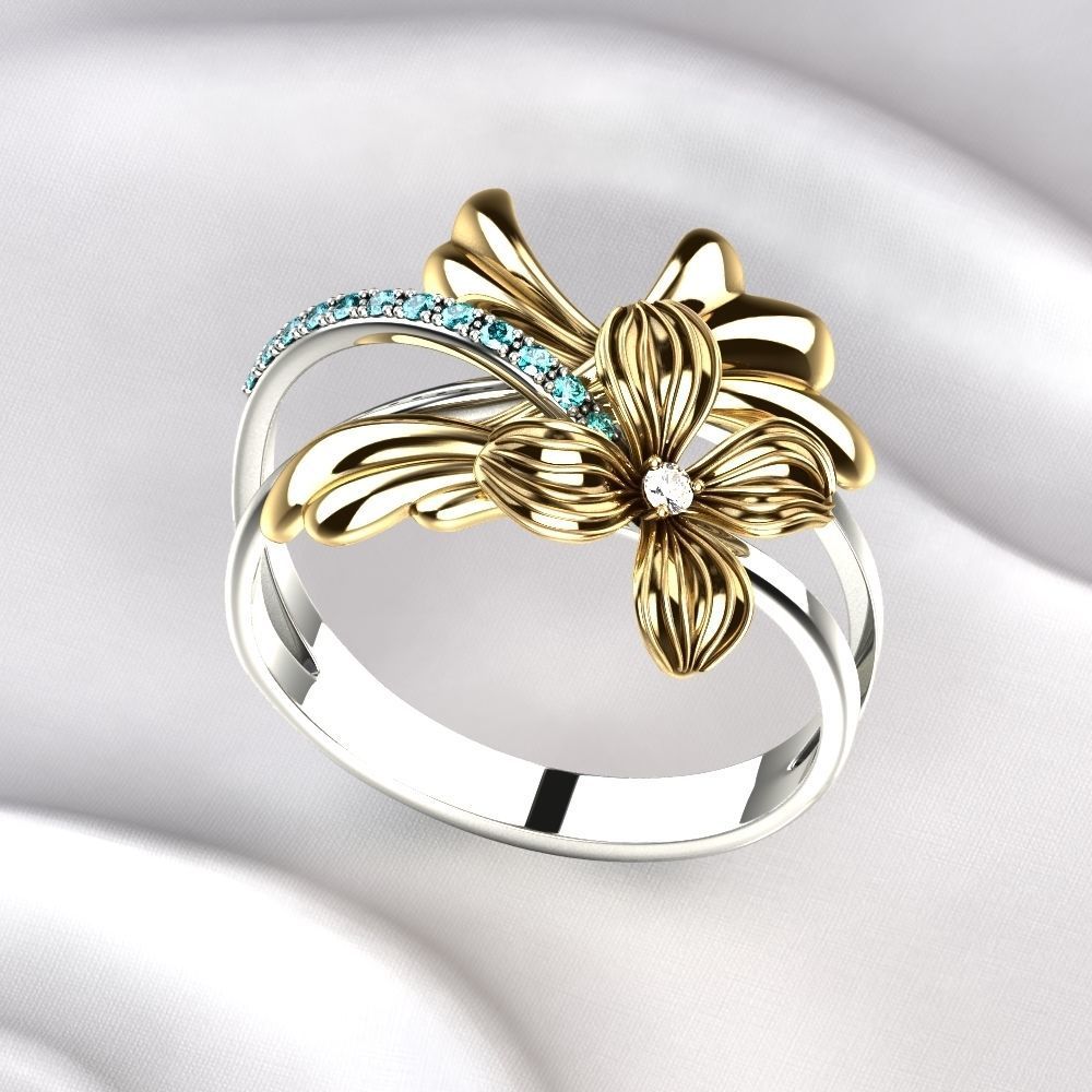 Flower Golden Ring 3D print model_2