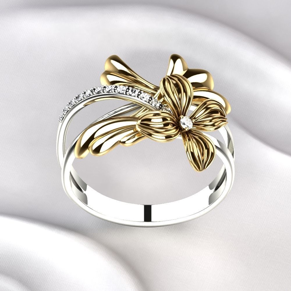 Flower Golden Ring 3D print model_8