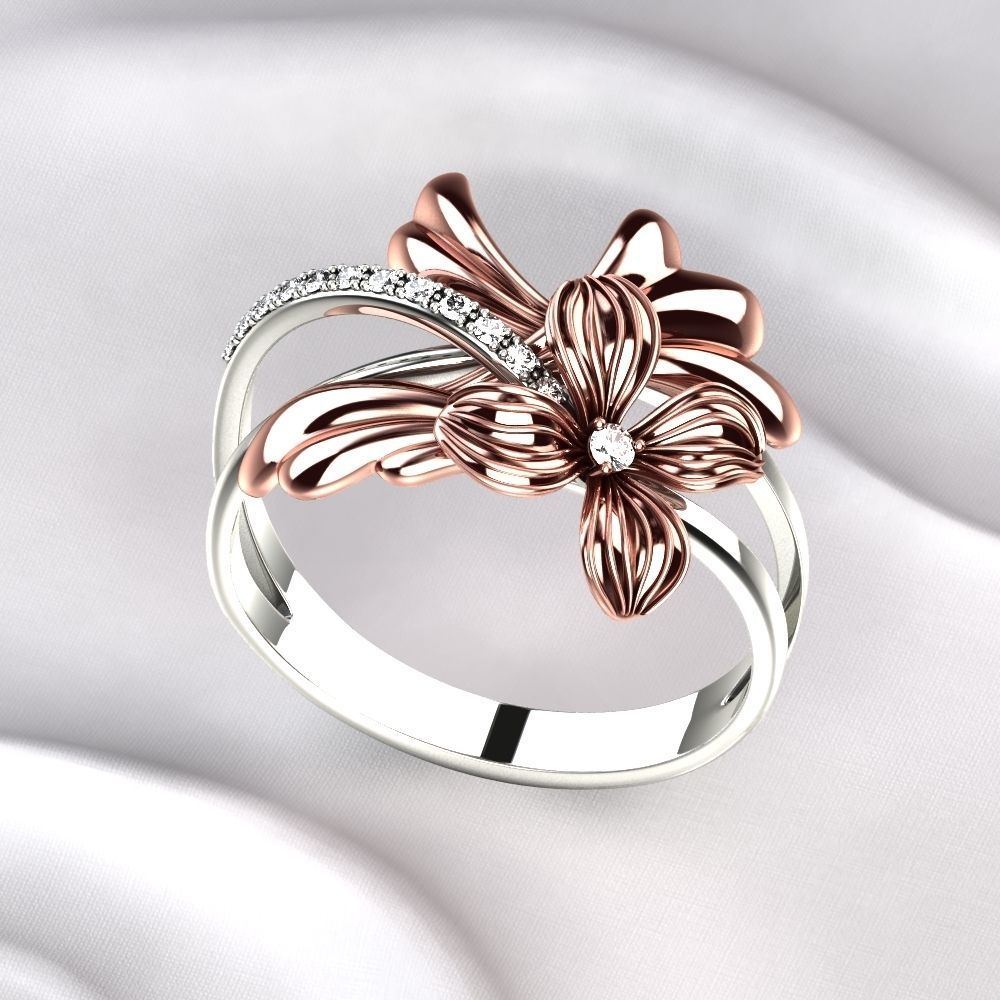 Flower Golden Ring 3D print model_3