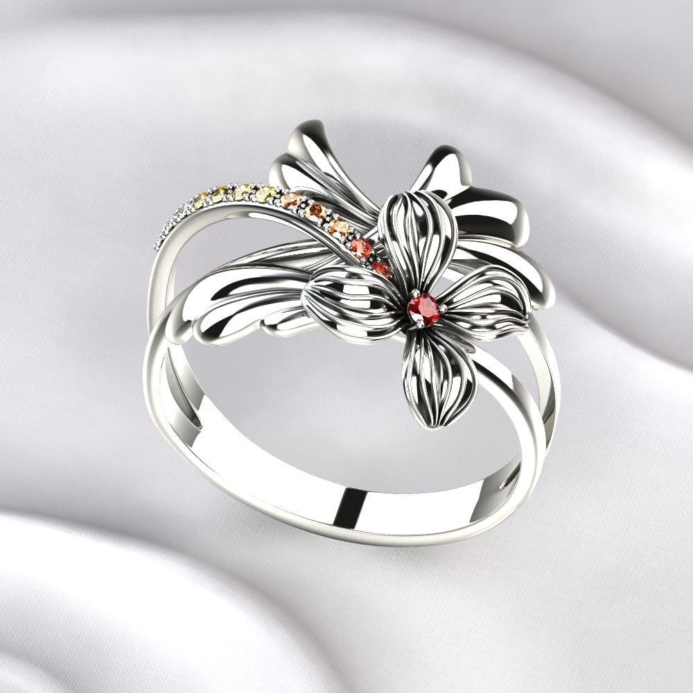 Flower Golden Ring 3D print model_6