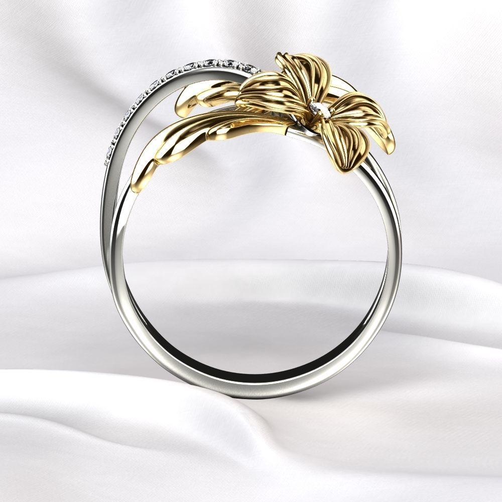 Flower Golden Ring 3D print model_10