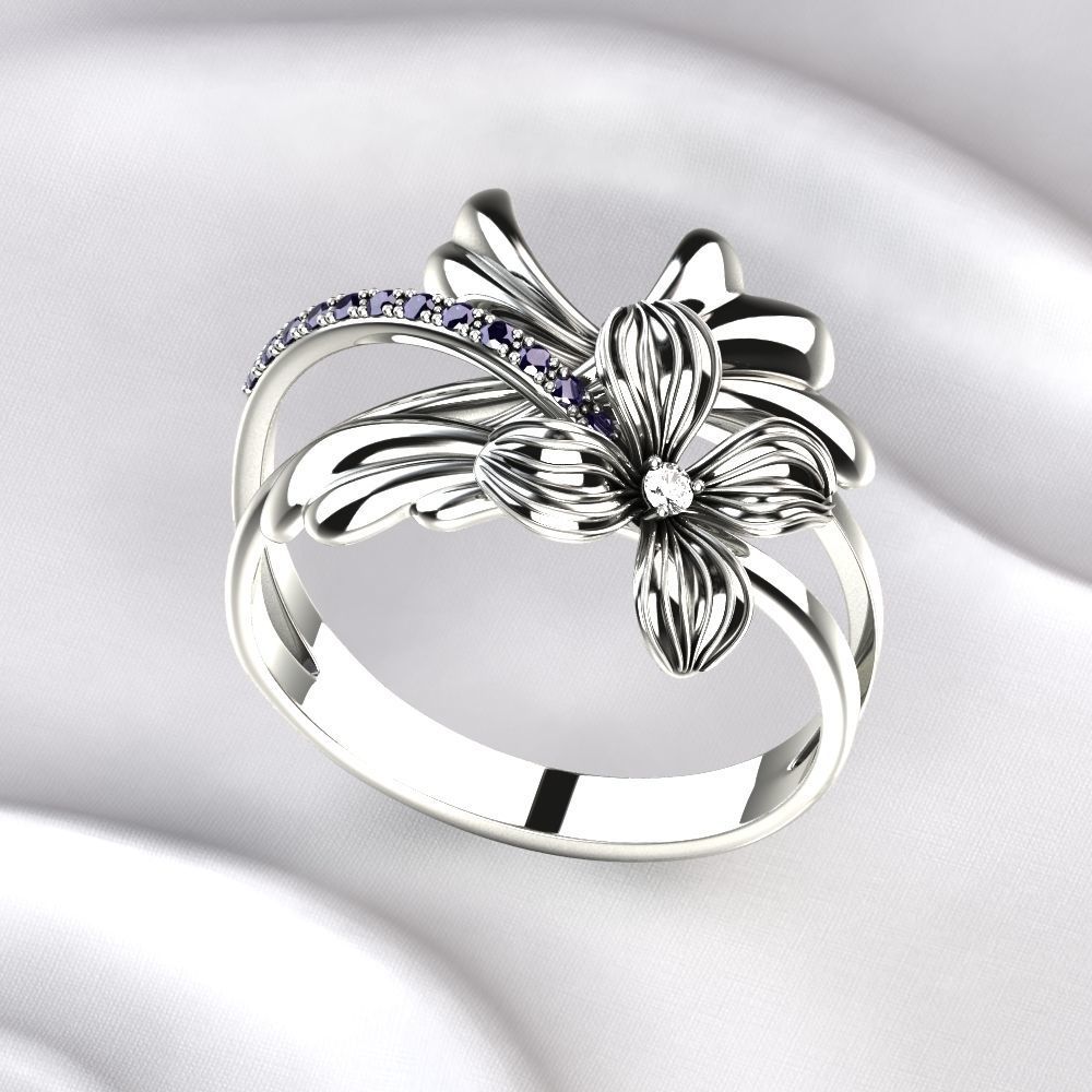 Flower Golden Ring 3D print model_5