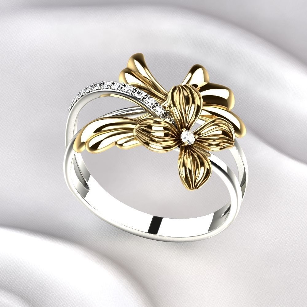 Flower Golden Ring 3D print model_1