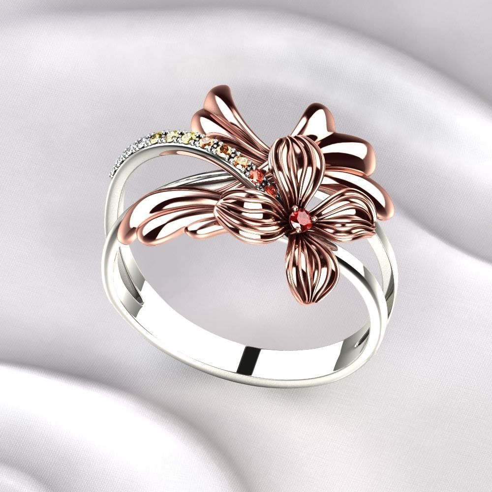 Flower Golden Ring 3D print model_4