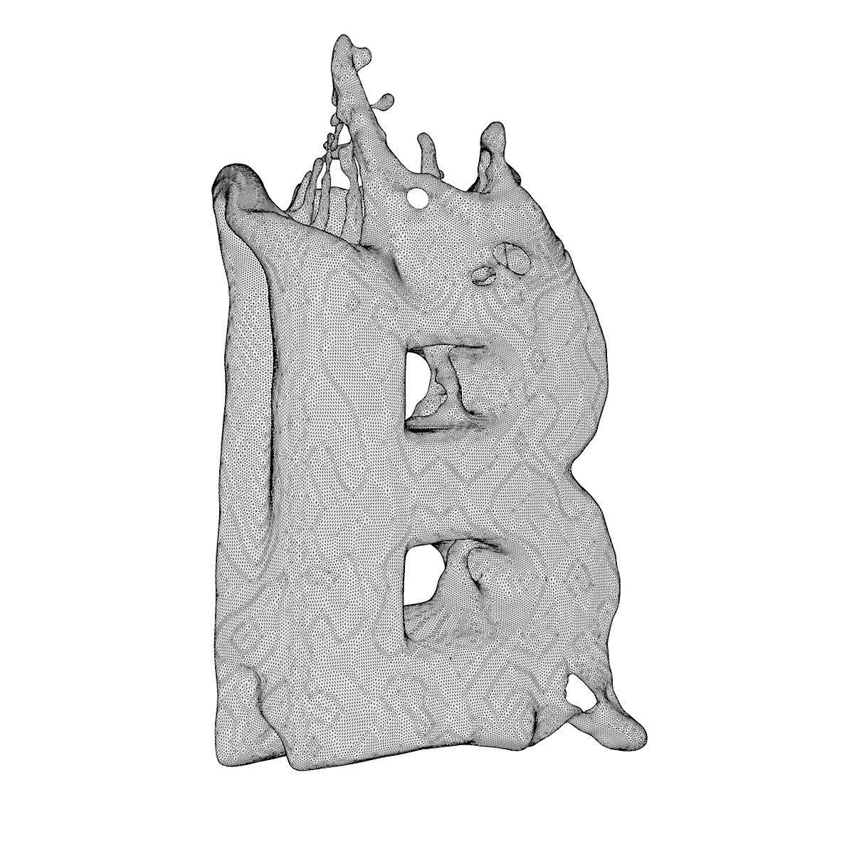 Liquid letter B 3D model 3D model_5