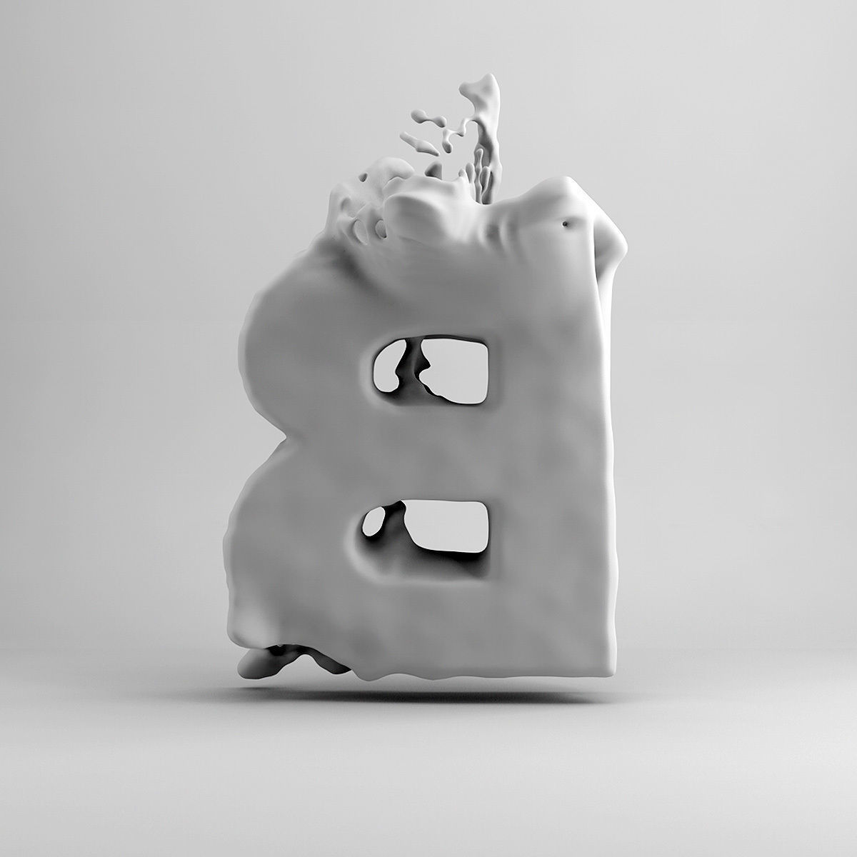 Liquid letter B 3D model 3D model_2