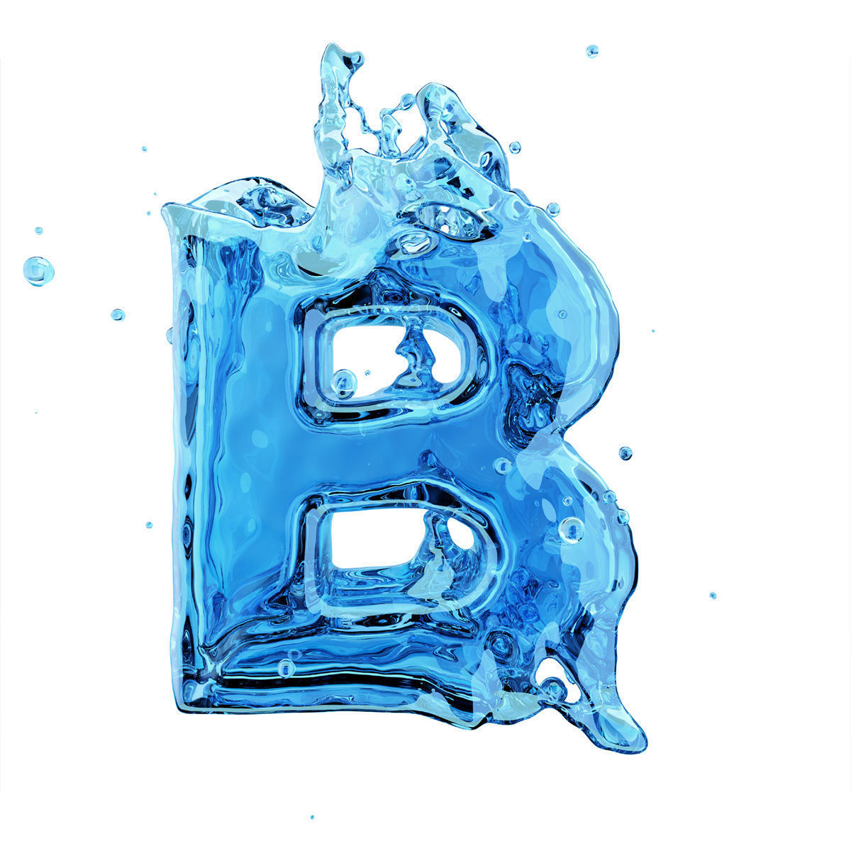 Liquid letter B 3D model 3D model_0