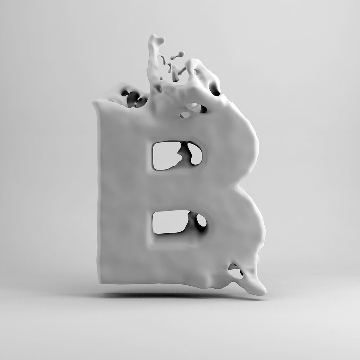 Liquid letter B 3D model 3D model_3