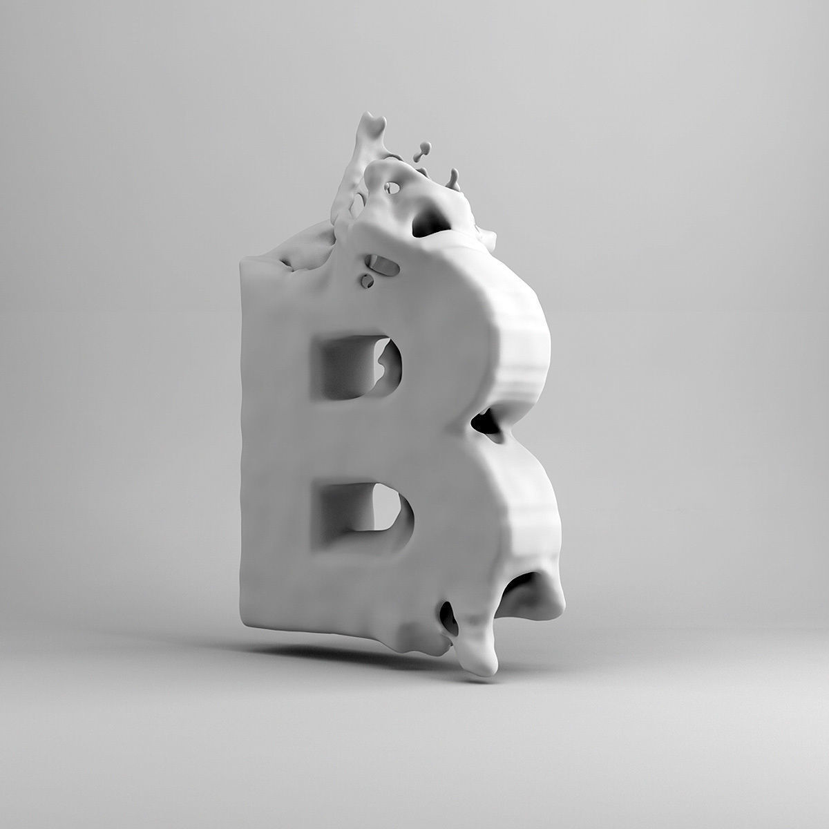 Liquid letter B 3D model 3D model_1